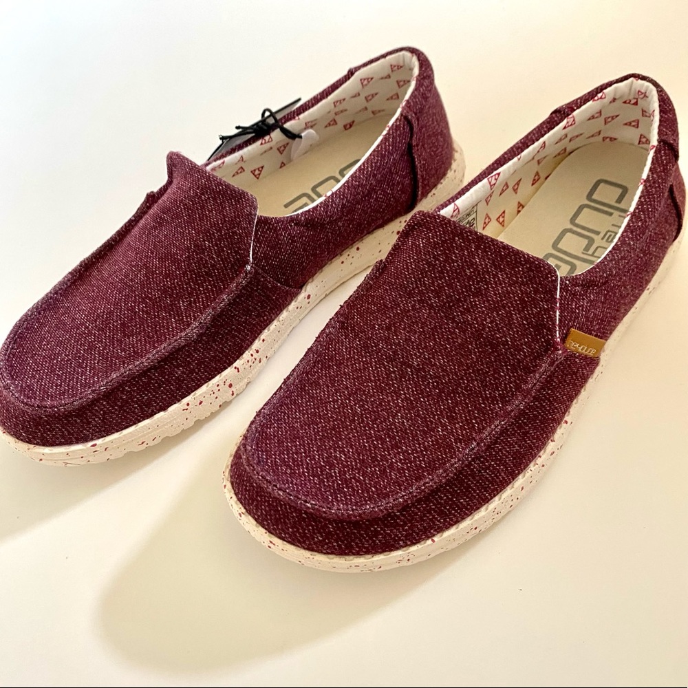 Hey Dude misty woven maroon slip on shoes size 7